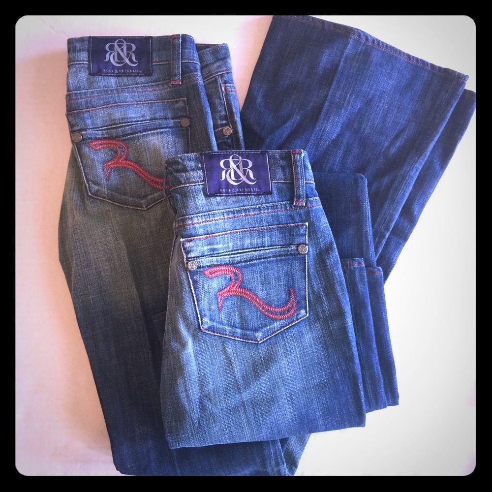 2 PAIRS Rock & Republic Size 25 Cut 377 Jeans